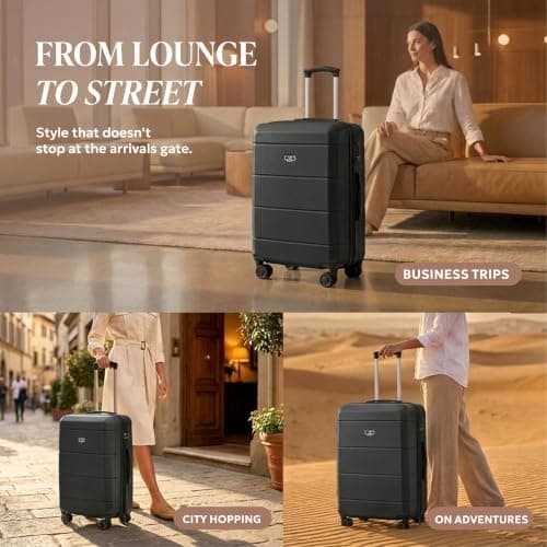 LUGG 24 Inch Jetset Suitcase Hard Shell Case 4 Wheel Travel Bag Lightweight ABS Material with TSA Lock Approved for Travel with easyJet, British Airways, RyanAir, Virgin Atlantic (65x44x25.5cm) — view 4