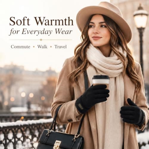 Innfttwo Merino Wool Thermal Gloves Womens, Mens Winter Glove, Winter Touchscreen Gloves with Fleece Lining for Running Ski,Black,L — view 6