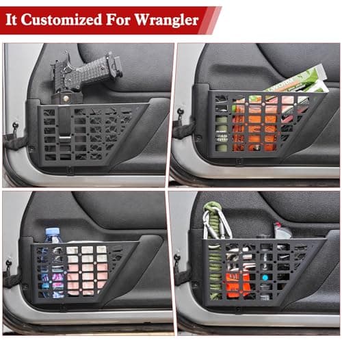 Z8 Metal Front Door Pockets for 2007-2018 Jeep Wrangler JK JKU 2/4 Storage Stainless Steel Door Side Insert Organizer — view 2