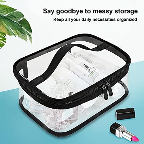 Clear Toiletry Bag, Kememo 2PCS Portable Makeup Bag Transparent Cosmetic Bag with Handle Zipper Waterproof Travel Storage Pouch — view 2