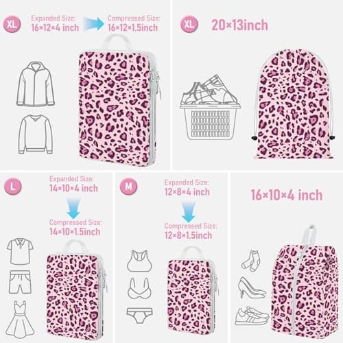 Compression Packing Cubes for Travel, Travel Essentials Luggage Organizer bags for Suitcase, Durable Compression Travel Packing Cubes for Carry on Backpack — view 3