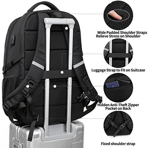 18.4 Laptop Backpack,Extra Large Travel Backpack for Men 55L,Water Resistant Laptop Backpack Work bag with USB Charging Port Business TSA Approved Computer Rucksack for Men Women College School,Black — view 5