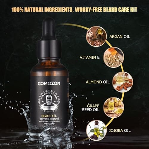 Beard Grooming Kit for Men, 12 in 1 Beard Kit Men Gifts with Beard Roller, Beard Set with Beard Oil, Beard Shampoo, Beard Conditioner, Beard Brush, Beard Balm, Beard Comb, Scissors, Gifts for Him — view 5