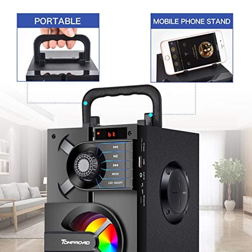 Portable Bluetooth Speakers with Subwoofer Wireless Stereo Sound Rich Bass, Outdoor Party Speaker Support Remote Control FM Radio LED Lights for Home, Travel, Camping — view 5
