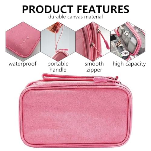 Teskyer Travel Cable Organiser Bag, Travel Essential, Pink — view 4