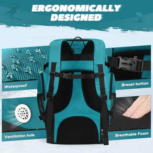 Maelstrom Ski Boot Bag,55L Large Ski Boots Travel Backpack for Men Women，Waterproof Snowboard Boot Bag for Travel Stores Gear Including Ski Helmet, Goggles, Gloves, Skis & Accessories — view 3