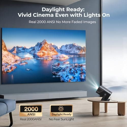 2000 ANSI Native 1080P Smart Projector, 4K Supported, Android 14 projectir Mini Projector with WiFi & Bluetooth, Auto Focus, Keystone, 4k projector Home Cinema for Bedroom & Outdoor projecter X7 — view 2