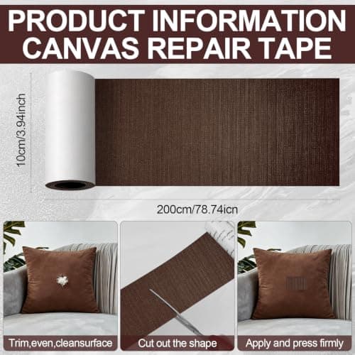 Canvas Repair Patches 4 x 79 inch Waterproof Fabric Tape (Brown — view 2