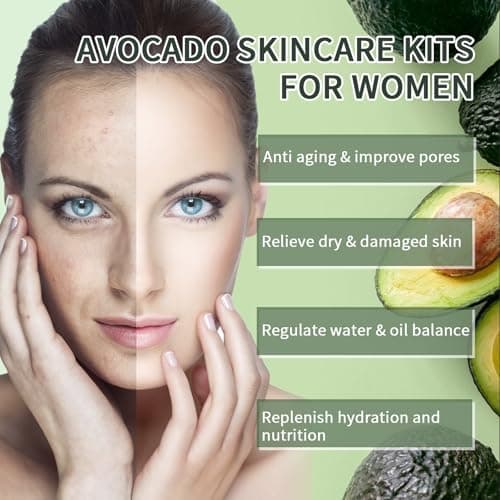 Avocado Skin Care Set, 13-In-1 Travel Skincare Kits for Hydrating & Soothing Skin, Daily Care Routine Kit with Avocado, Anti Aging Facial Kit for Women, Reduces Acne, Fine Lines & Wrinkles. — view 4