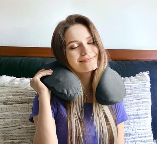 Aidapt Memory Foam Moulded Pressure Relief Neck Cushion Comfort and Posture, Ideal for Travel Supports the Head, Neck and Chin when Sleeping use for Plane, Train or Car Journeys Travel Pillow In Grey — view 3