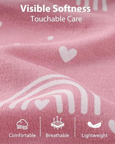 FIEMOL Baby Sleeping Bag 12-18 Months 0.5 Tog Baby Wearable Blankets Cotton, 3 Pack Summer Breathable Sleep Sack for Newborn Infant 76-89cm Pink Rainbow — view 5