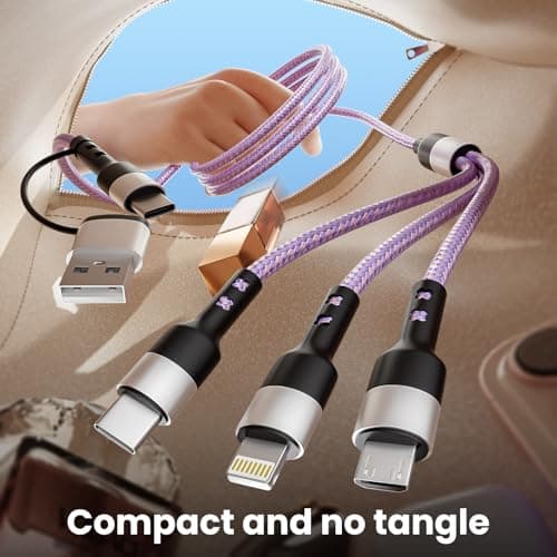 Travel Essentials, 3 in 2 Multi Charging Cable USB C Charger for iPhone 17, Multi Charger Cord with Type C/IP/Micro USB, Compatible for iPhone 17 to 11, Android, Galaxy, iPad, Data Sync, 5 FT — view 5