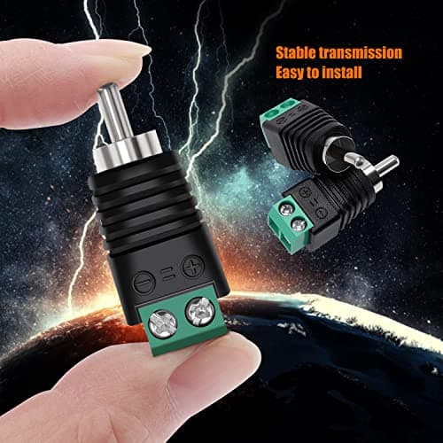 KUOQIY 12 PCS RCA Connector Male Adapter, Phono RCA Male Plug to AV Screw, Terminal Block Audio/Video Connector Adapter, for CCTV Security Camera System — view 5