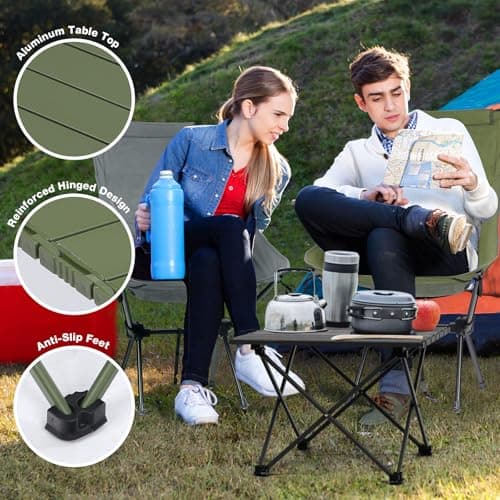 Outplea Small Camping Table Foldable, Lightweight Aluminum Roll-up Picnic Table, Outdoor Table Portable for BBQ Fishing Beach, Black — view 5