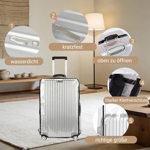 Xtrillogen 3 Pcs Thickened Transparent PVC Suitcase Cover Set,Waterproof,Dustproof and Scratch-Resistant Luggage Cover for Suitcases,Fits Hand Luggage and Wheeled Suit Case,Perfect for Travel — view 5