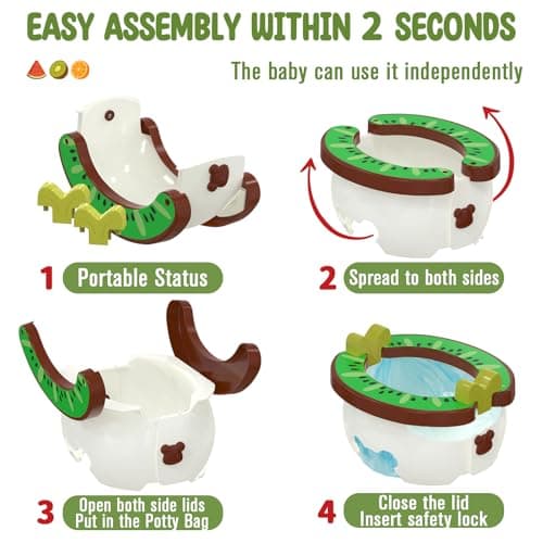 Potty Training Toddler Toilet,Travel Potty for Toddlers, Potty Training Toilet Seat for Kids Boys Girls,Portable Foldable Potty with Potty Liners Storage Bag Indoor Outdoor Use,Brown — view 3