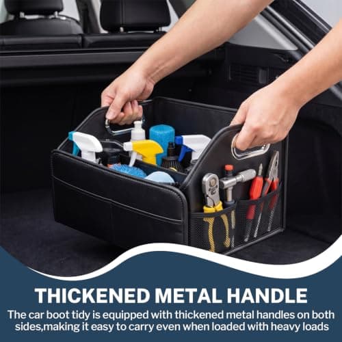 Leather Car Boot Organiser, Foldable Car Boot Organizer Upgraded Auto Trunk — view 4