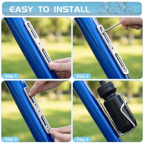 Bike Bottle Cage Adapter Universal Aluminum Water Bottle Cage Mount Brackets with Screws for MTB Road Bike Frame Tube Seatpost, Silver — view 6