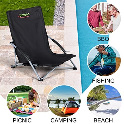 Unibos Set of 2 Folding Low Camping Chair, Lightweight,Foldable,Portable Garden Beach Chair Perfect for Camping,Garden,Festivals,Fishing,Caravan Trips and BBQs (Black) — view 4