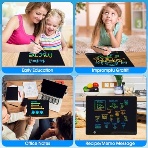 POPERFUN 16 Inch LCD Writing Tablet for kids, Colorfuls Doodle Board, Rechargeable Kids Drawing Pad Education and Learning Toys for Ages3 4 5 6 7 8 Christmas Birthdays Gifts for Girls Boys Adults — view 6