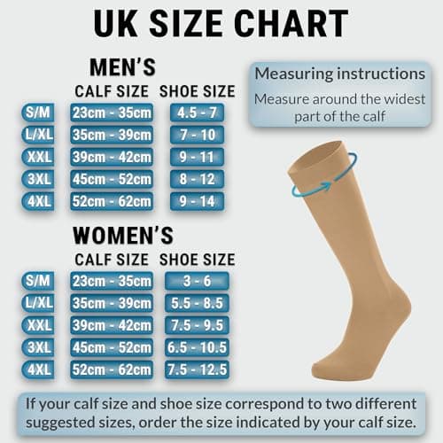 360 RELIEF Compression Socks for Women & Men, Flight Socks 3XL Beige — view 3