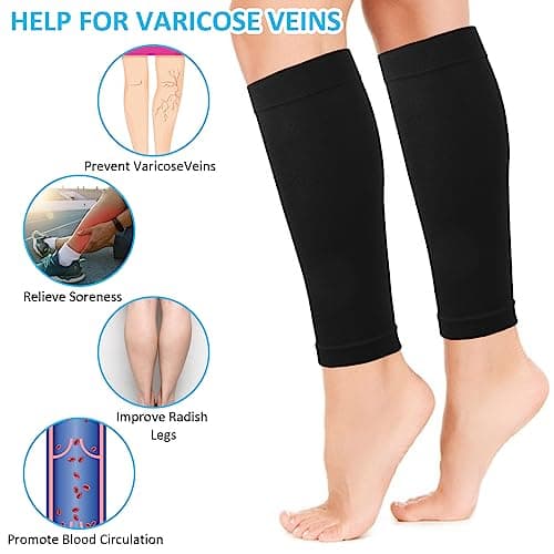 4Packs Calf Compression Sleeves Replacement for Men & Women, Compression Stockings with Medical Gradient Compression, 20-30mmHg Footless Compression Calf Socks for Shin Splint, Varicose Vein Size L — view 3
