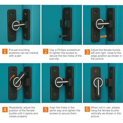Palmcee Sliding Door Kit, 90° Heavy Duty Latch Hook Door Lock, Zinc Alloy Luminous Gate Gate Latch, Hotel Door Lock Travel Safety, Bathroom Lock with Door Bolt Door Catch for Bathroom Window — view 4