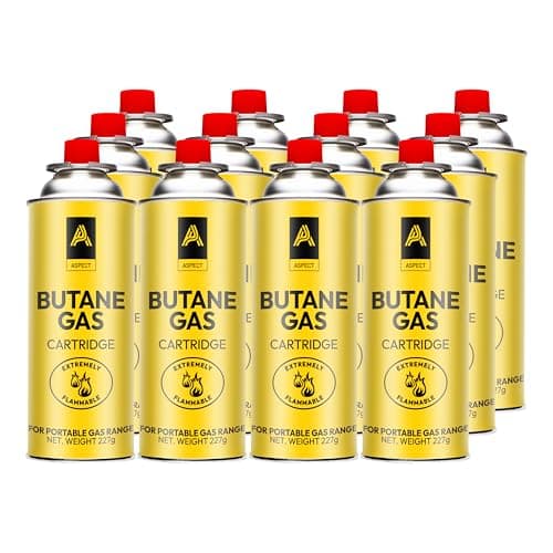 Aspect Camping Gas, Canisters for Camping Stove, Butane Gas Perfect Suitable for Portable Stove, BBQ, Gas Heaters, Blow Torches Safe and Secure Bottle (Pack of 12)