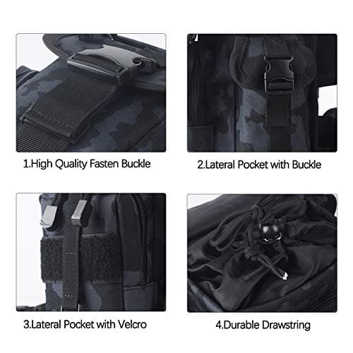 Jueachy Multifunctional Drop Leg Waist Bag, Military Tactical Thigh Hip Outdoor Pack for Motorcycling Hiking Traveling Fishing Tool Pouch, Black Camouflage, Taglia unica, Bag Organizer — view 4