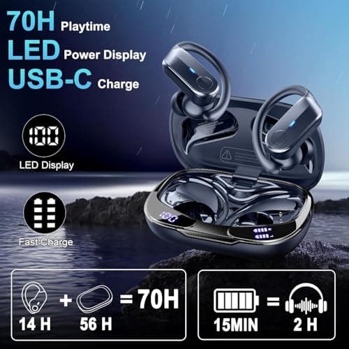 Ordtop Wireless Earbuds Sports, 70H New Running Bluetooth 5.4 Headphones — view 5
