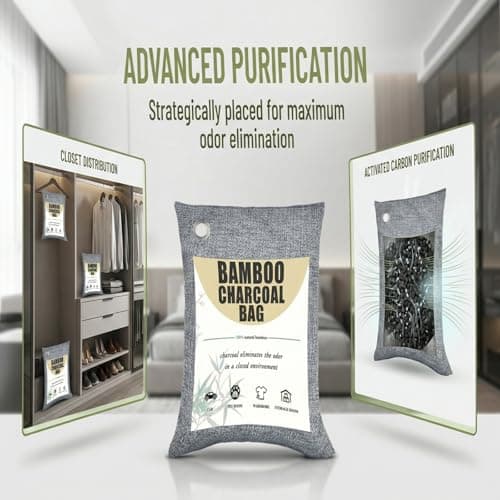Bamboo Charcoal Air Purifier Bags – Natural Odor Absorber Eliminators, Ideal for Home Closets, Pet Litter Boxes, Cars, Refrigerators & Shoe Cabinets (100 g (Pack of 5)) — view 2
