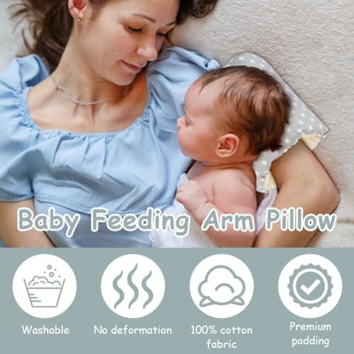 Aolso Cozy Cradle Arm Pillow, Breastfeeding Arm Pillow, Baby Breastfeeding Nursing Pillow, Baby Nursing Head Support Pillow, Breastfeeding and Bottle Feeding Head Support Pillow (Grey Stars) — view 5