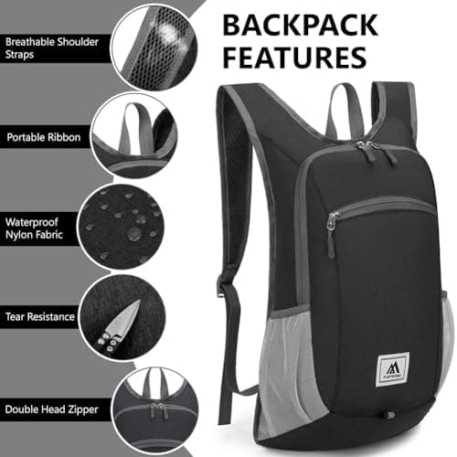flintronic Foldable Backpack, Ultra Lightweight Rucksack, 16L Hiking Backpack, Unisex Packable Backpack For Men Women, Waterproof Travel Daypack For Outdoor Sport Biking Hiking Climbing — view 2