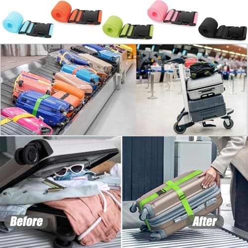 2 Pcs Luggage Straps Suitcase Straps Personalised Adjustable Case Strap for Suitcase, Luggage Belt with Quick Release Buckle, Travelling Luggage Accessories (orange) — view 5