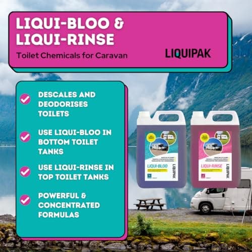 Liquipak Caravan Toilet Fluid & Rinse Chemical, Blue 5L & Pink 5L - For Caravan, Camper, Motorhome, Boat - Liqui-Bloo & Rinse, Concentrated, Formaldehyde Free 2x5L — view 4