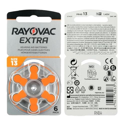 Rayovac Extra Advanced Hearing Aid Batteries, Size 13, Orange Tab, PR48, Pack of 30 ? Frustration Packaging — view 2