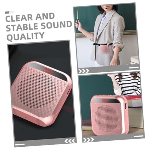 DEARMAMY S17 Portable Mini Voice Amplifier for Teachers with LED Display, Rechargeable Wireless Training Microphone and Travel Speaker, Rose Gold Compact Tour Guide Pa System — view 3