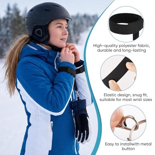 YEVON 4 Pack Elastic Ski Glove Wrist Straps with Keychain Attachments — view 4