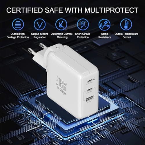 KITBOX 100W USB C Charger Plug UK, 218W 3-Port GaN Fast Charger with 2 USB-C & 1 USB-A, PD 3.1 PPS Foldable Wall Charger for iPhone 17/16/15, for Samsung Galaxy/iPad pro etc, UK & US Travel Charger — view 6