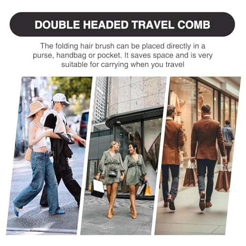 2-in-1 Folding Pocket Comb for Men - Fine Tooth & Wide Tooth Beard Combs - Flip Design Travel Comb for Hair, Mustache & Beard Grooming - Portable Styling Tool (Black) — view 6