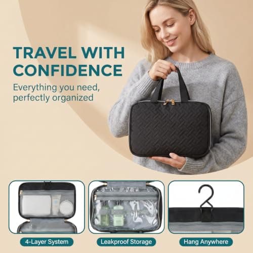 hautllaif Hanging Toiletry Bag for Women,Waterproof Travel Bag with Hook — view 5