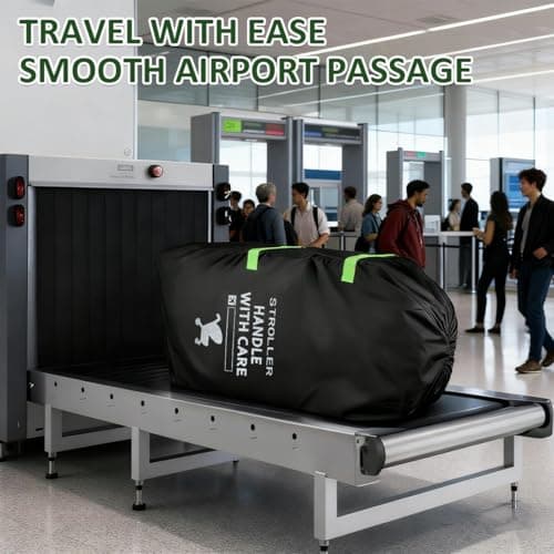 CENBEN Stroller Bag for Airplane, Large Capacity Pram Travel Bag, Waterproof Pushchair Cover with Hand Strap, Pushchair & Pram Transport Bags for Airplane Infant Buggy Stroller Storage(Black) — view 6