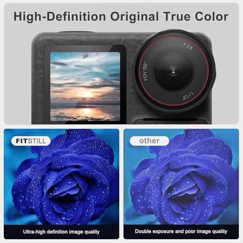 FiTSTILL Tempered Glass Screen Protector with Silicone Lens Cap for DJI Osmo Action 4,Ultra HD 9H Hardness,Scratch Resistant Bubble Free Action 4 Accessories — view 4