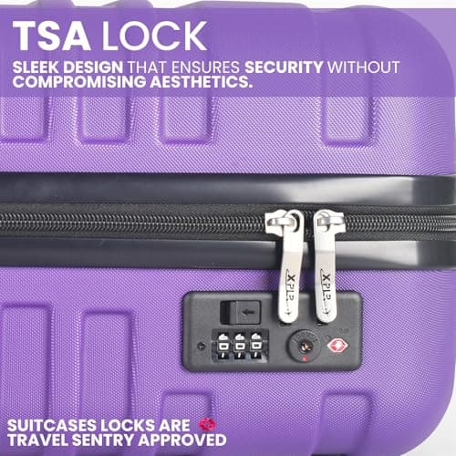 XPLR 5-Piece ABS Luggage Set – Durable Hard Shell Suitcases with TSA Lock, 360° Spinner Wheels & Organised Interiors – Includes Carry-On & Toiletry Bag – Scratch-Resistant Finish – Purple — view 4