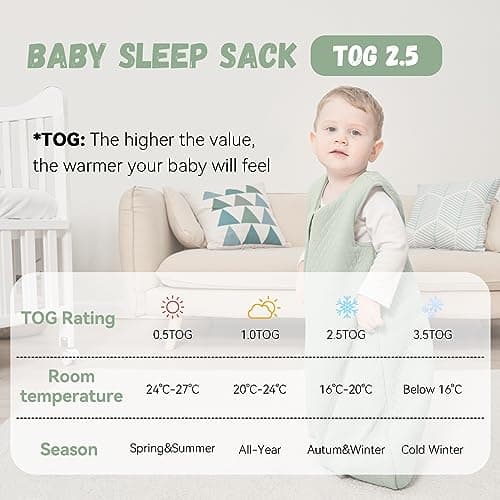 Yoofoss Baby Sleeping Bag 2.5 Tog - 0-6 Months Winter Sleeping Bag Baby 100% Organic Cotton Sleep Sack for Newbron Infant Toddler Quilted Warm Soft — view 2
