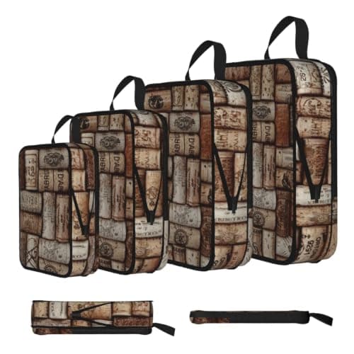 Wine Cork Print Travel Packing Cubes Waterproof Compression Bags Portable Packing Bags For Suitcases