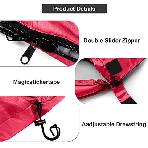 Tesmien Sleeping Bag for Adults & Kids 3-4 Season Warm Weather and Winter Lightweight, Waterproof for Teens, Men's Indoor & Outdoor Camping/Traveling/Hiking, Red Grey — view 4