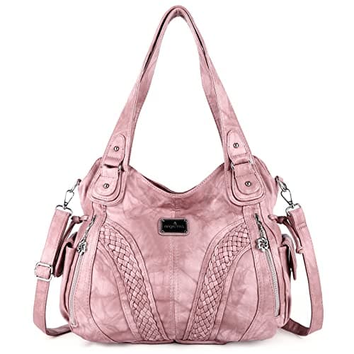 Angel Kiss handbag women's shoulder bag Multifunctional crossbody bags Waterproof PU vegan leather with zip closure pockets.., pink, 35 x 12 x 30 cm, Utility