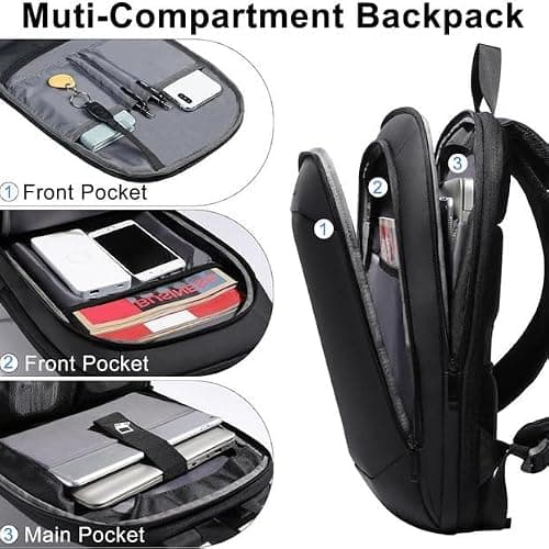 Expandable 15.6 Inch Laptop Rucksack for Men, Slim Business Work Backpack — view 4