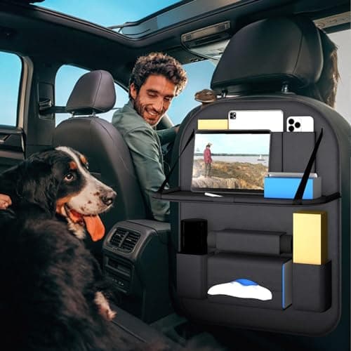 Car Organizer - Car Storage Bag with Folding Table, Faux Leather Car Organizer, Travel Storage Bag with Multiple Compartments, Car Seat Backrest Protection — view 2